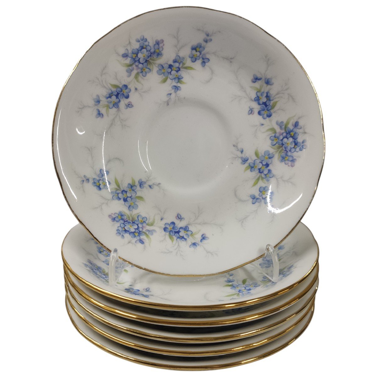 6er Set Untertasse für Kaffee 13,8 cm Royal Standard Blaue Blumenranke