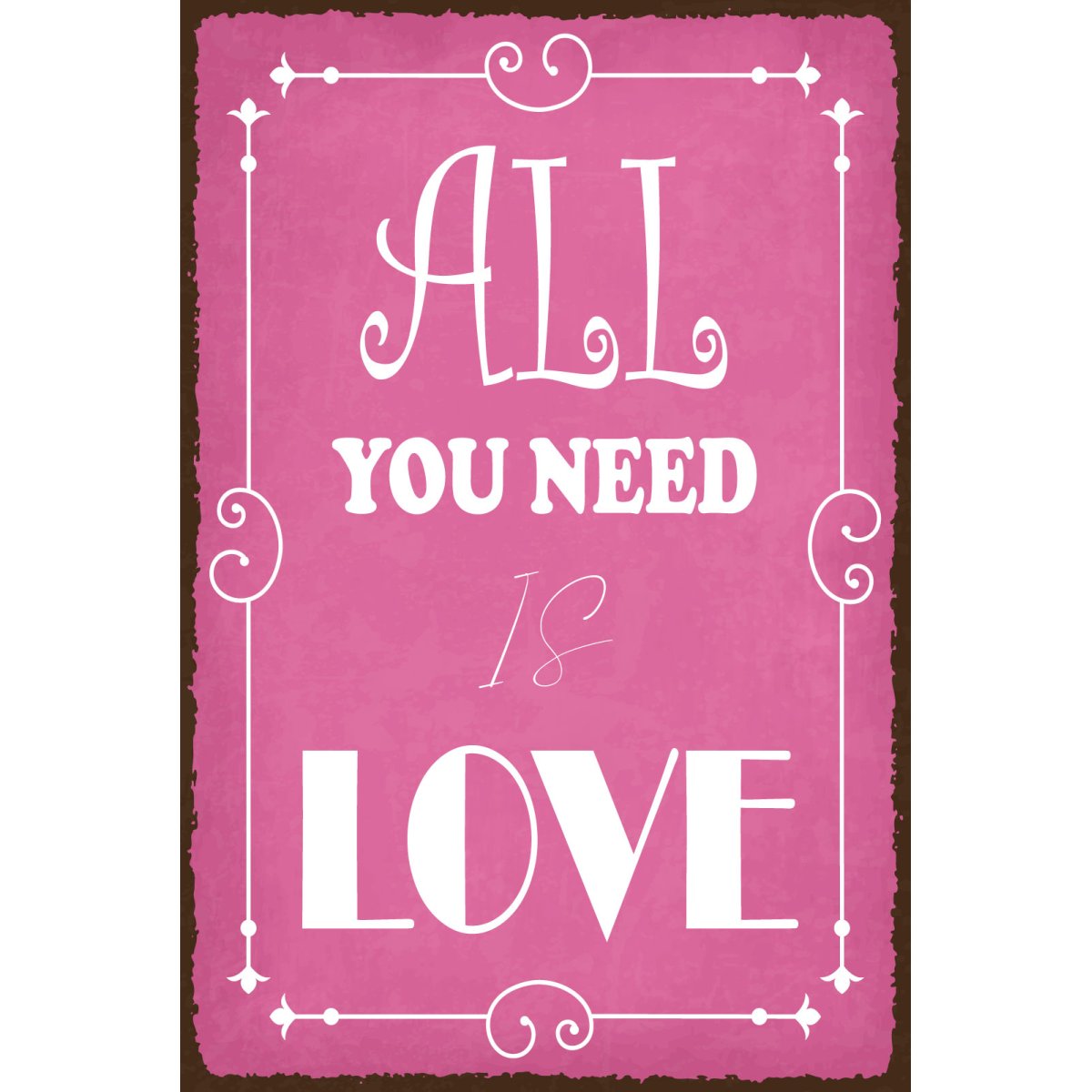Holzschild 20x30 cm All you need is Love rosa