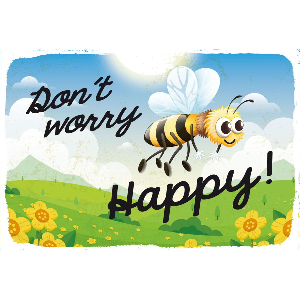 Blechschild 30x40 cm Don´t worry bee happy Biene Wiese Deko Schild