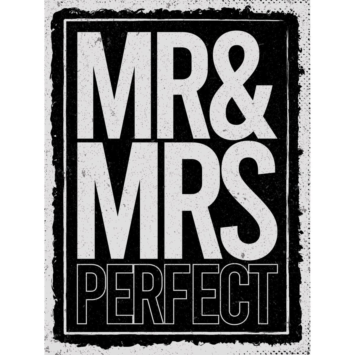 Blechschild 30x40 cm Mr and Mrs perfect schwarzes Deko Schild