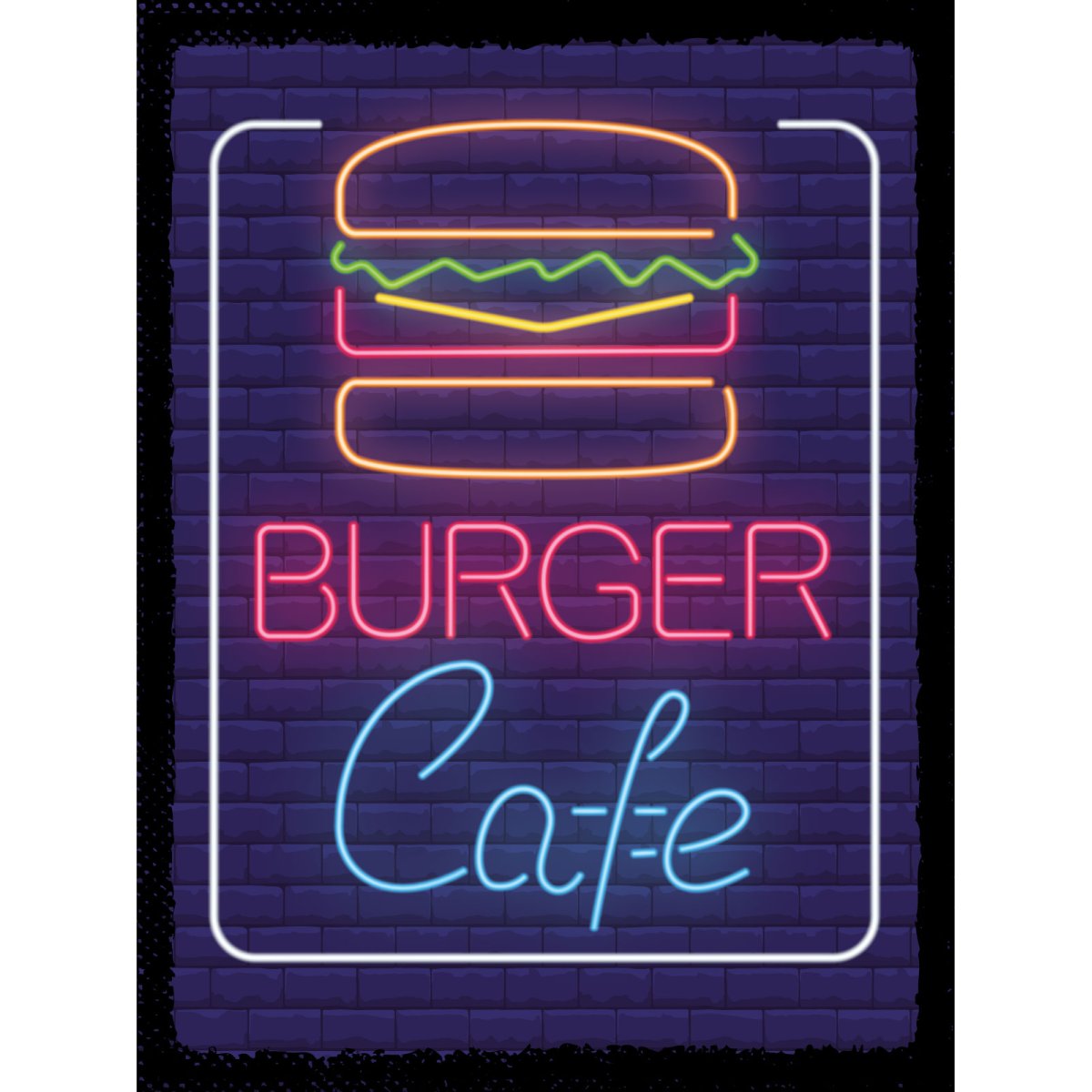 Blechschild 30x40 cm Burger Cafe Reklame Deko Schild