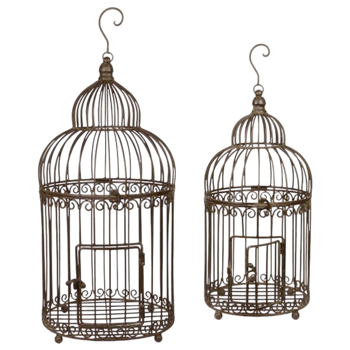 Vogelkäfig zum Hängen Eisen Braun 2er Set