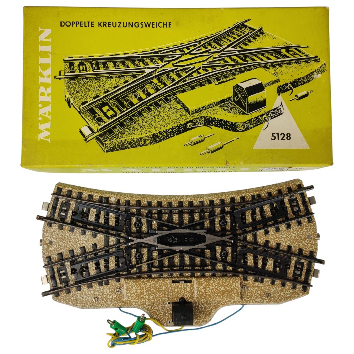 elektrische doppelte Kreuzungsweiche mit OVP H0 Märklin 5128 gebraucht - gut