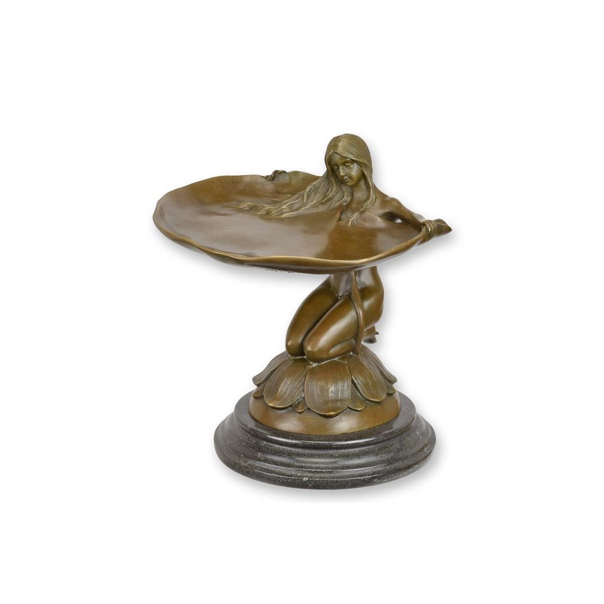 Ablageschale Bronzeskulptur Jugendstil Mädchen kniend