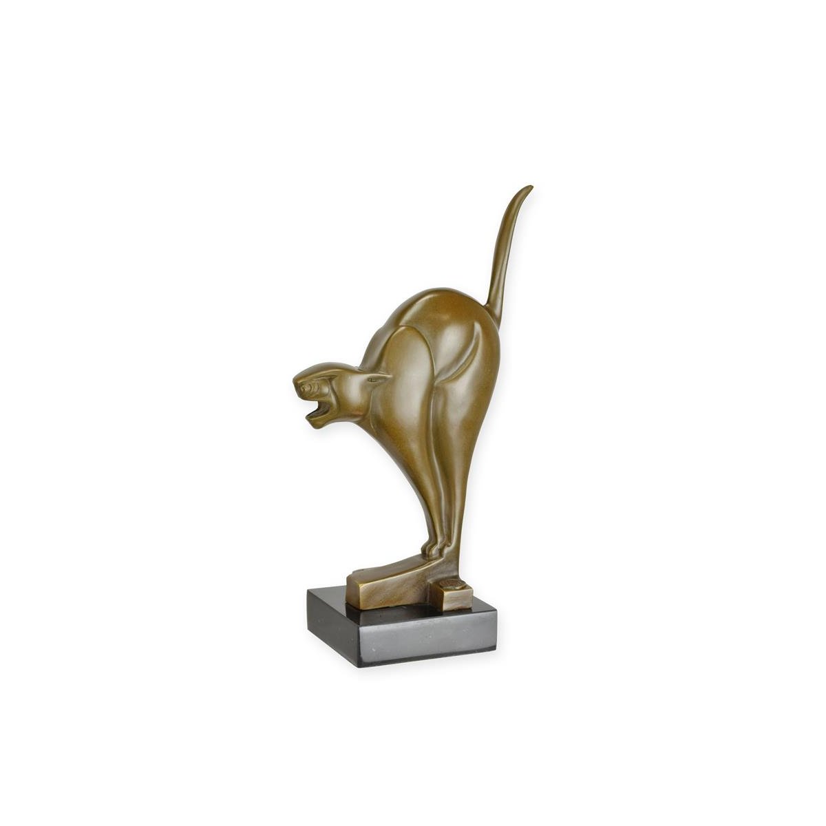 Bronzeskulptur Bronzefigur Erschrockene Katze