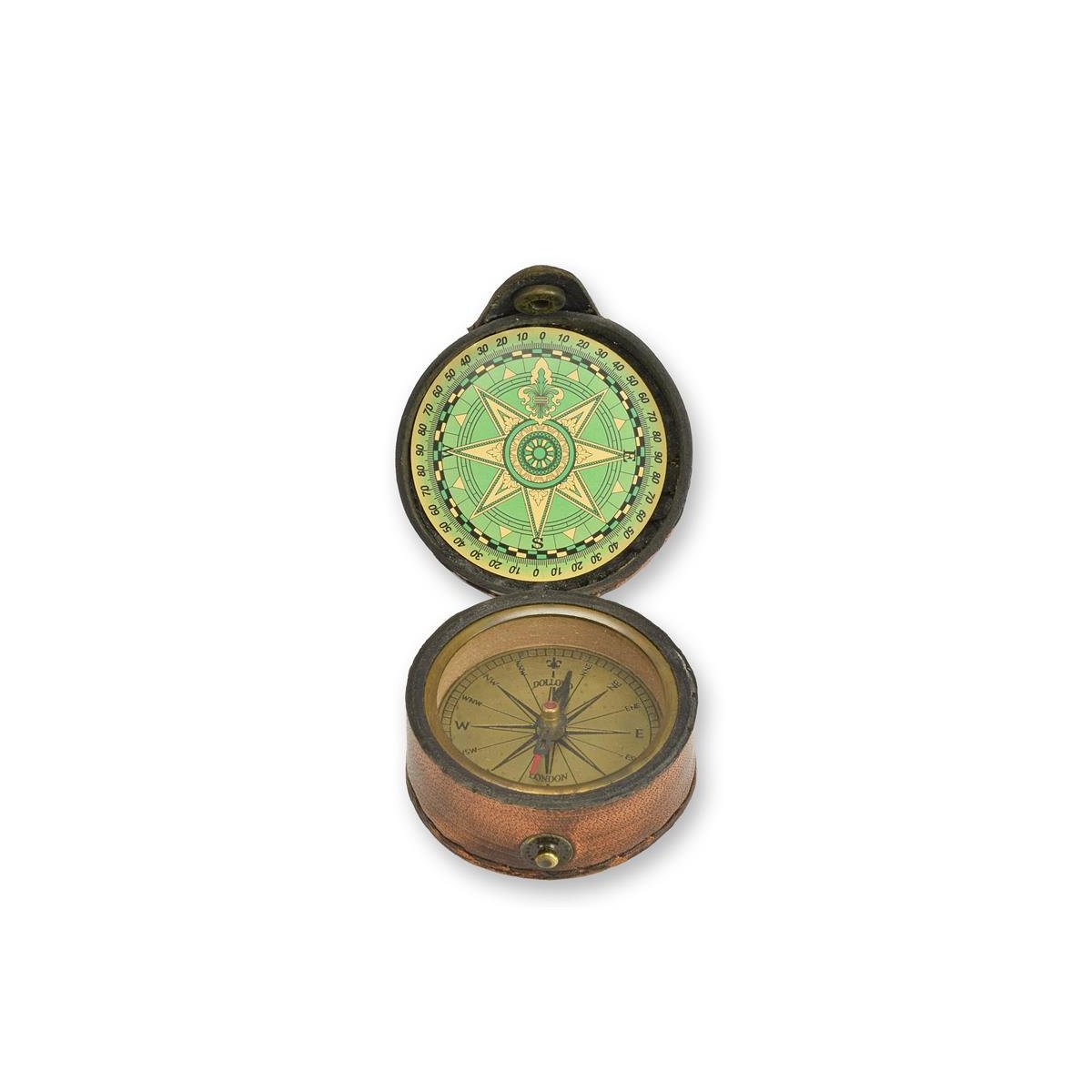 Kompass Messing PU-Hülle