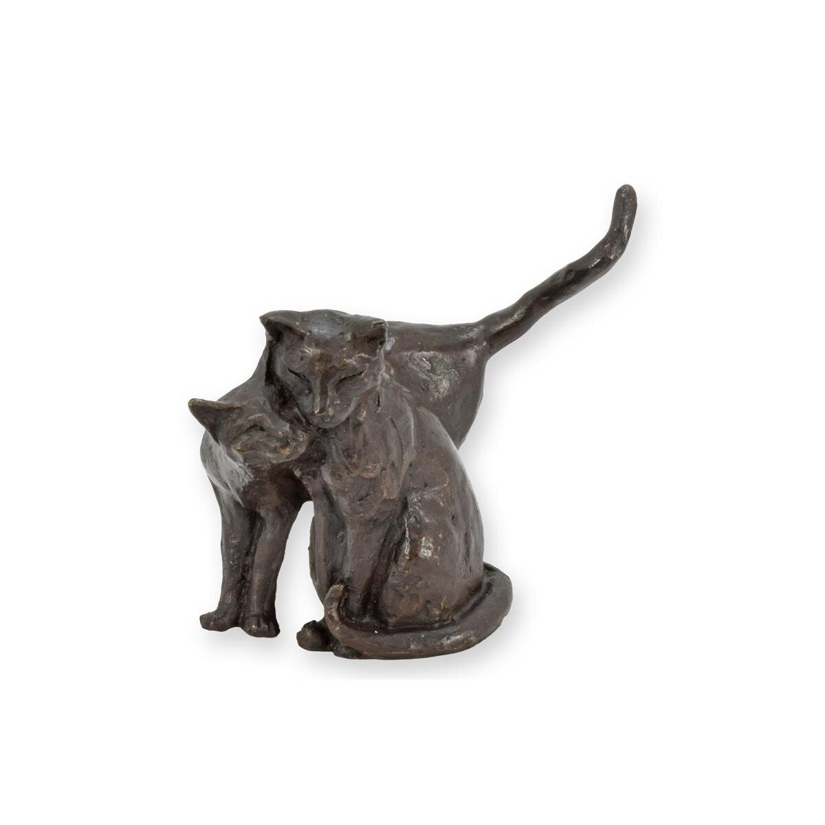 Bronzeskulptur Bronzefigur Zwei kuschelnde Katzen