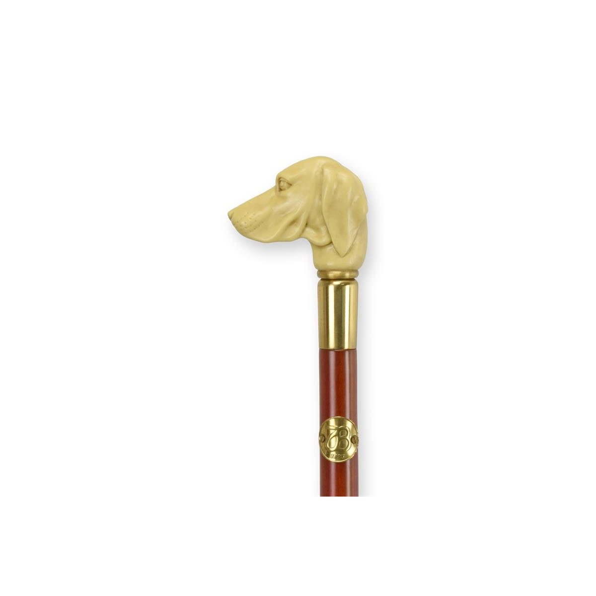 Gehstock Harz Griff Hundekopf Hund Beige