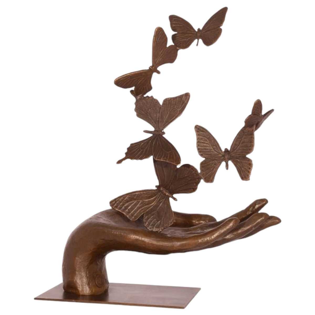 Bronzeskulptur Bronzefigur Hand Entfesselt Schmetterlinge