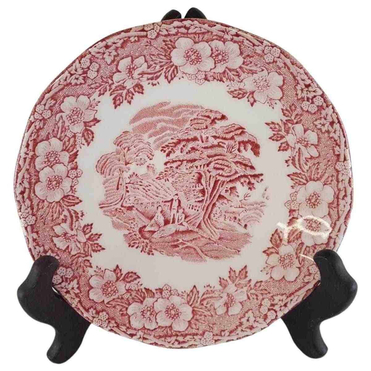 Untertasse für Kaffee 14,5 cm Enoch Wedgwood Unicorn Woodland Rot gebraucht - sehr gut