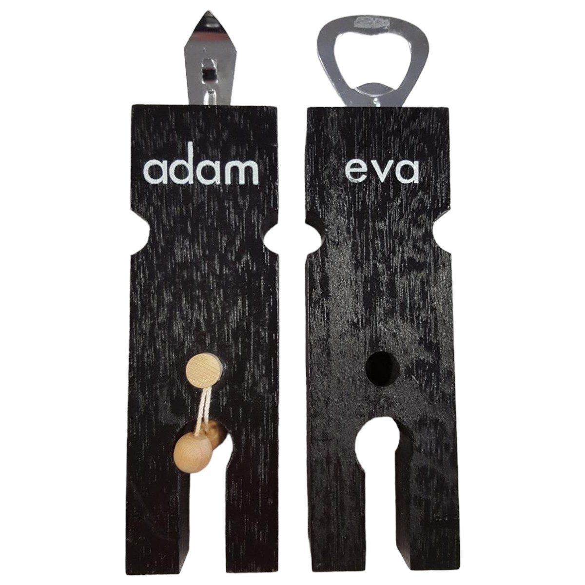 Vintage Adam & Eva Dosenöffner Flaschenöffner Barset Ebenholz schwarz