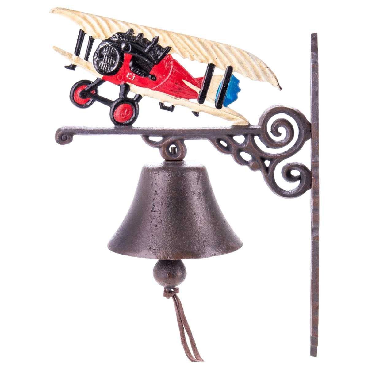 Wandglocke Türglocke Türklopfer Figürchen Gusseisen Flugzeug