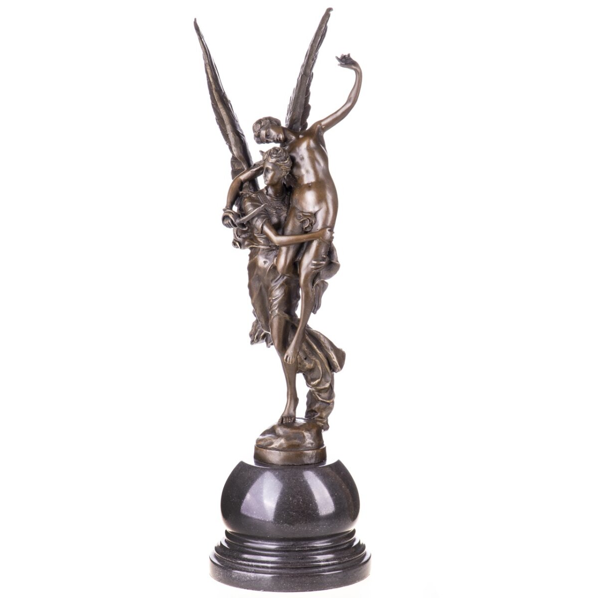 Mythologische Bronzefigur Engel mit Mann Gloria Victis nach Mercié