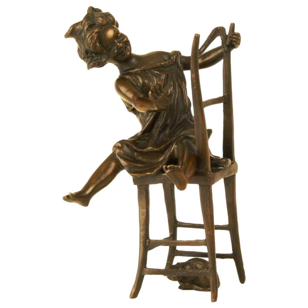 Bronzeskulptur Bronzefigur Glückliche Katze