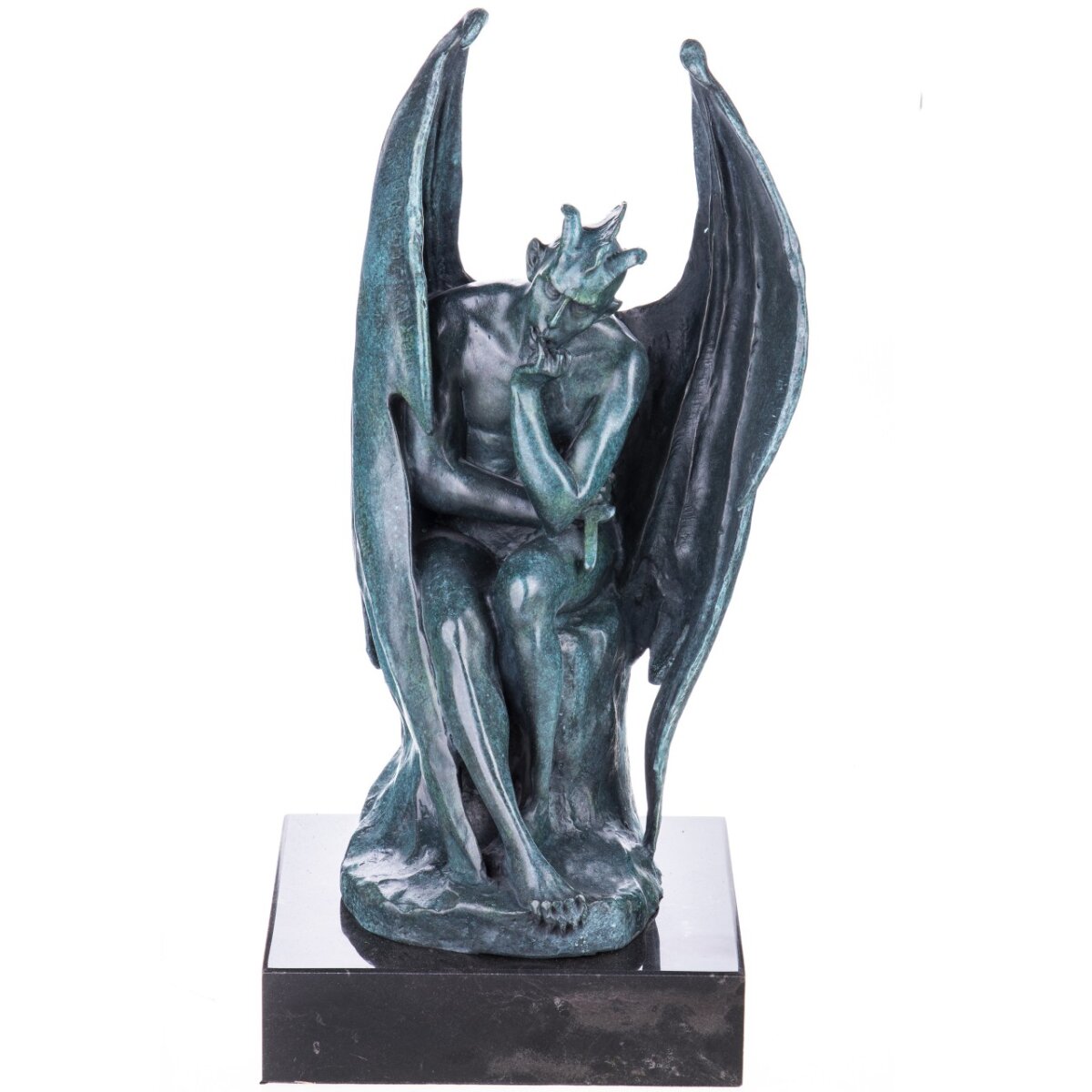 Bronzefigur Teufel mit Grüner Patina