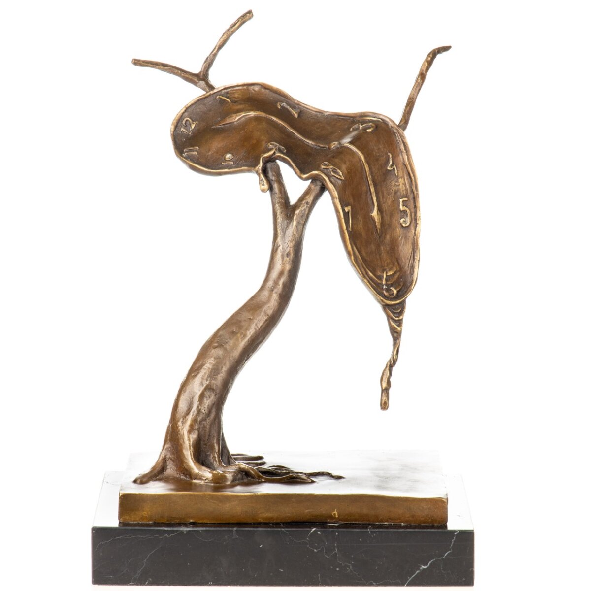 Surrealistische Bronzefigur einer schmelzenden Uhr nach Salvador Dali
