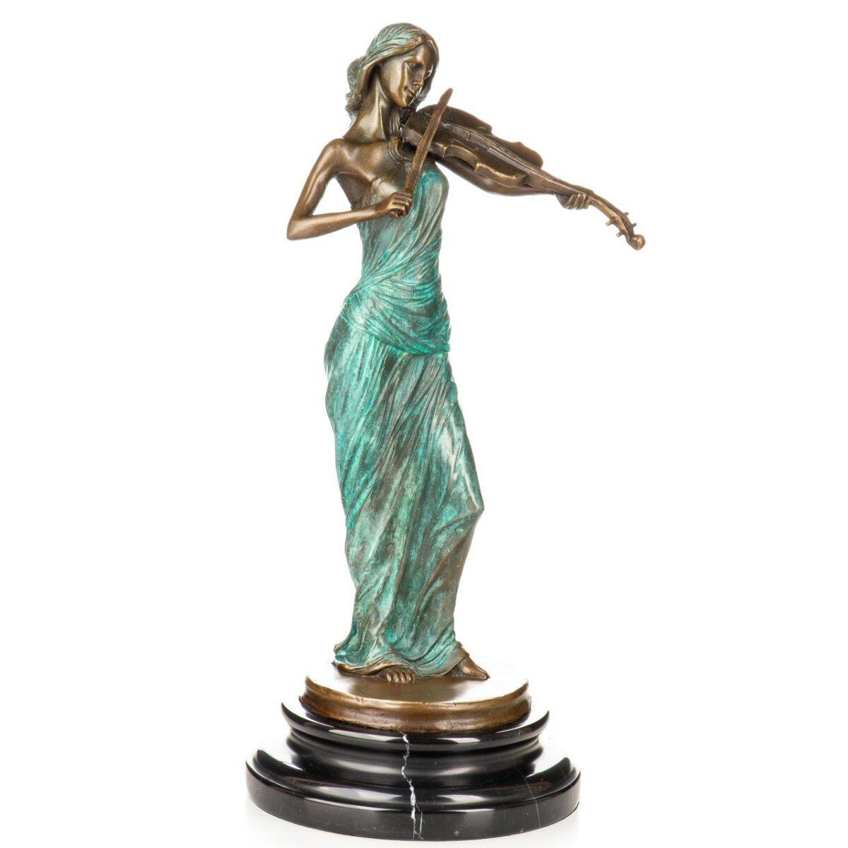 Farbige Bronzefigur Geigerin