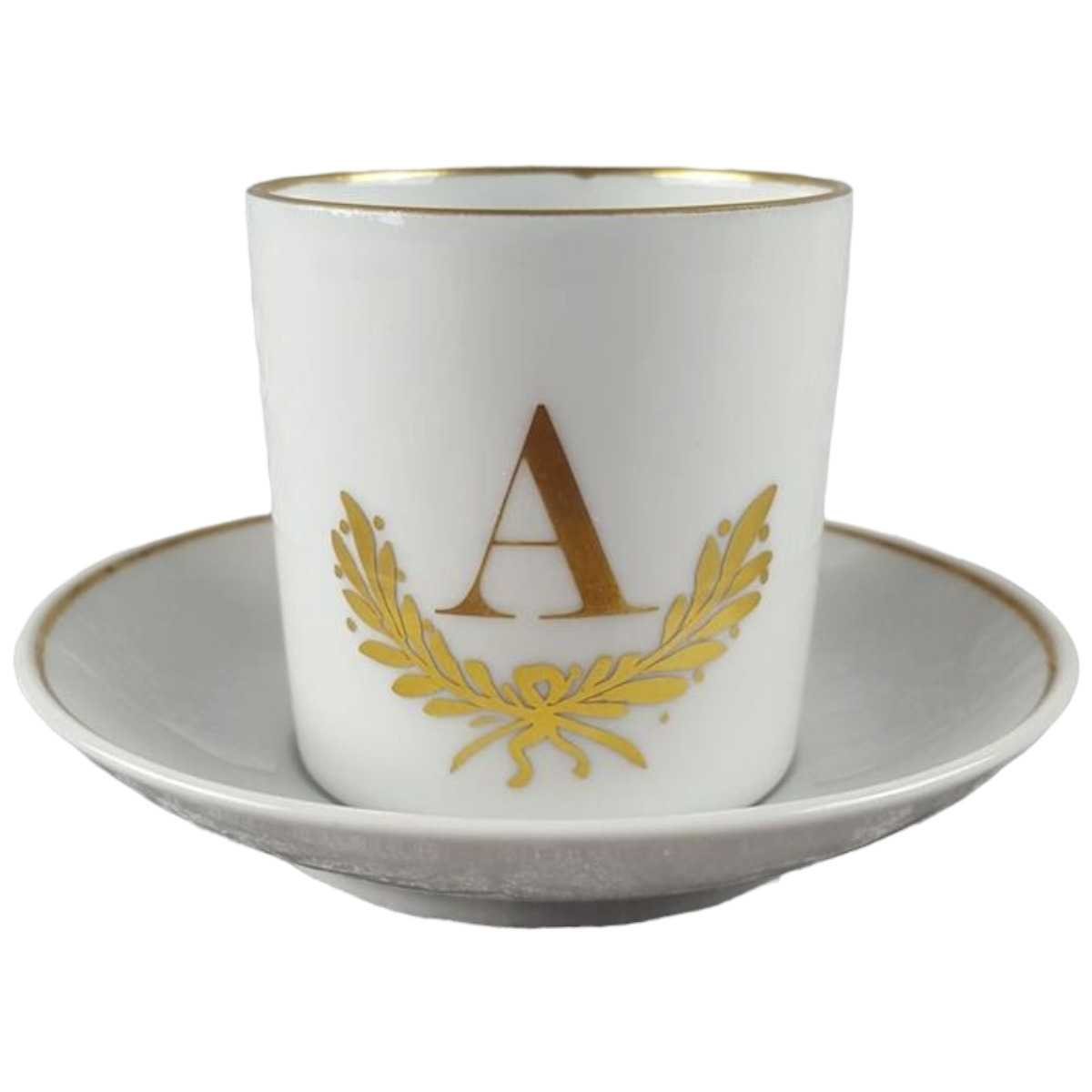 Mokkatasse mit Untertasse Tasse Espressotasse & Golddekor Langenthal Schweiz gebraucht - sehr gut