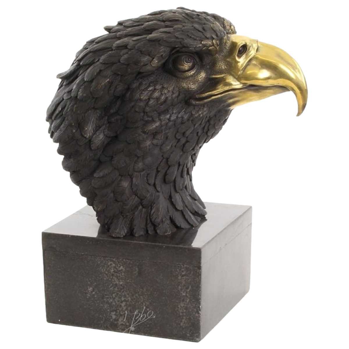 Bronzeskulptur Bronzefigur groß Vogel Adlerkopf Art-Deco-Stil