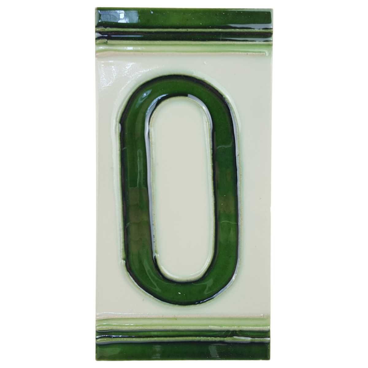 Fliese Kachel Hausnummer Porzellan Hochformat Zahl 0
