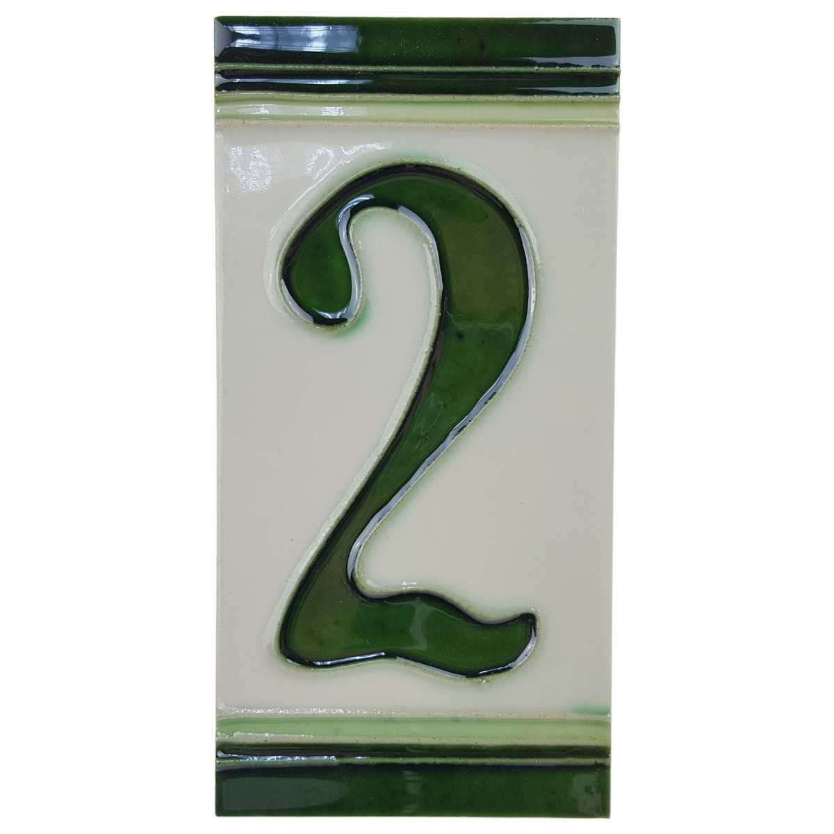 Fliese Kachel Hausnummer Porzellan Hochformat Zahl 2