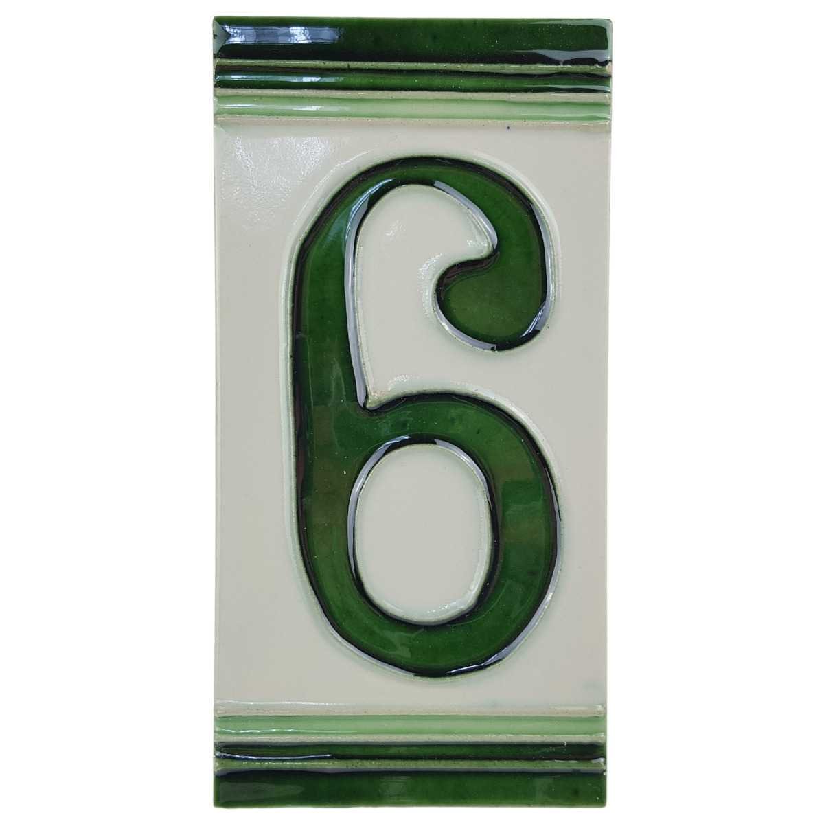 Fliese Kachel Hausnummer Porzellan Hochformat Zahl 6