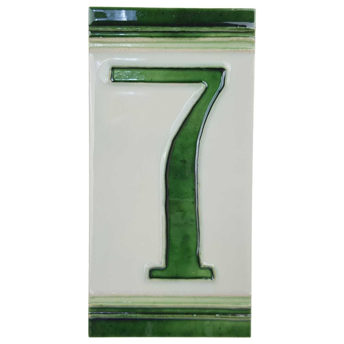 Fliese Kachel Hausnummer Porzellan Hochformat Zahl 7