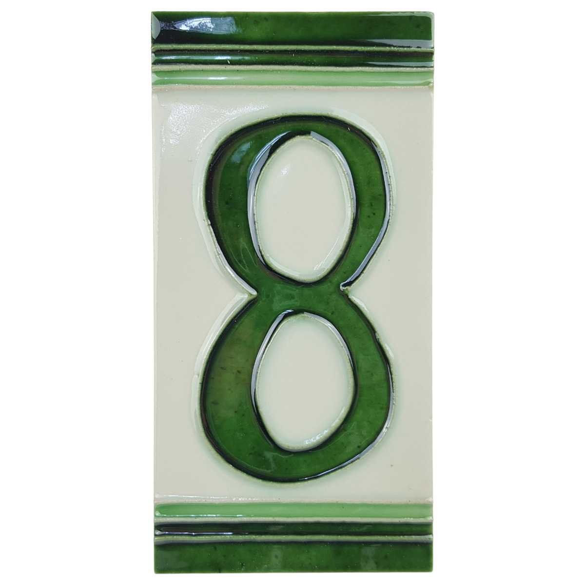 Fliese Kachel Hausnummer Porzellan Hochformat Zahl 8