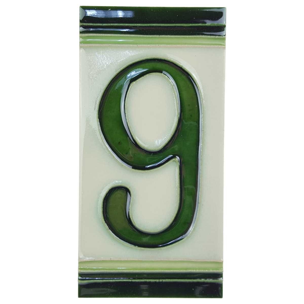 Fliese Kachel Hausnummer Porzellan Hochformat Zahl 9