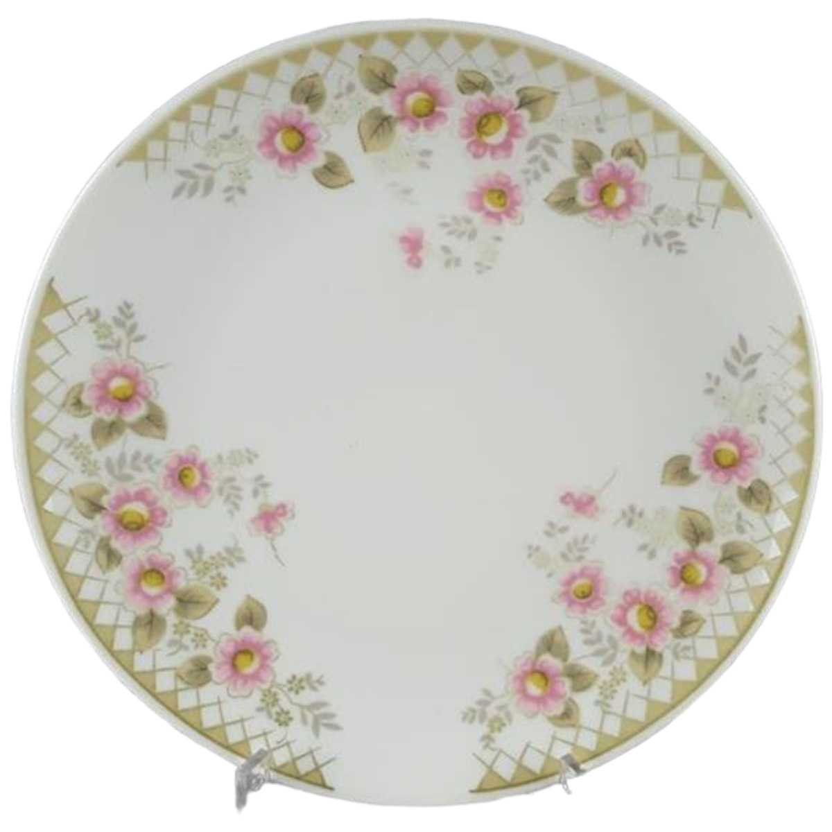 Kuchenteller Dessertteller 19,5 cm Winterling Kirchenlamitz rosa Blumen grün Rautendekor gebraucht - akzeptabel