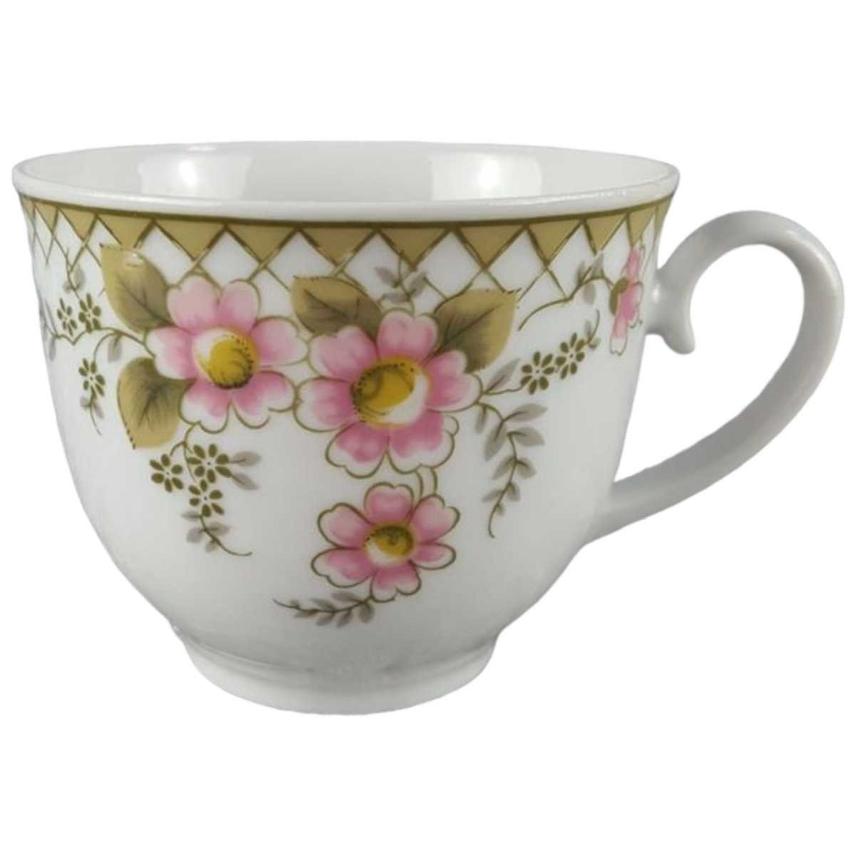 Kaffeetasse Tasse Winterling Kirchenlamitz rosa Blumen grün Rautendekor gebraucht - gut