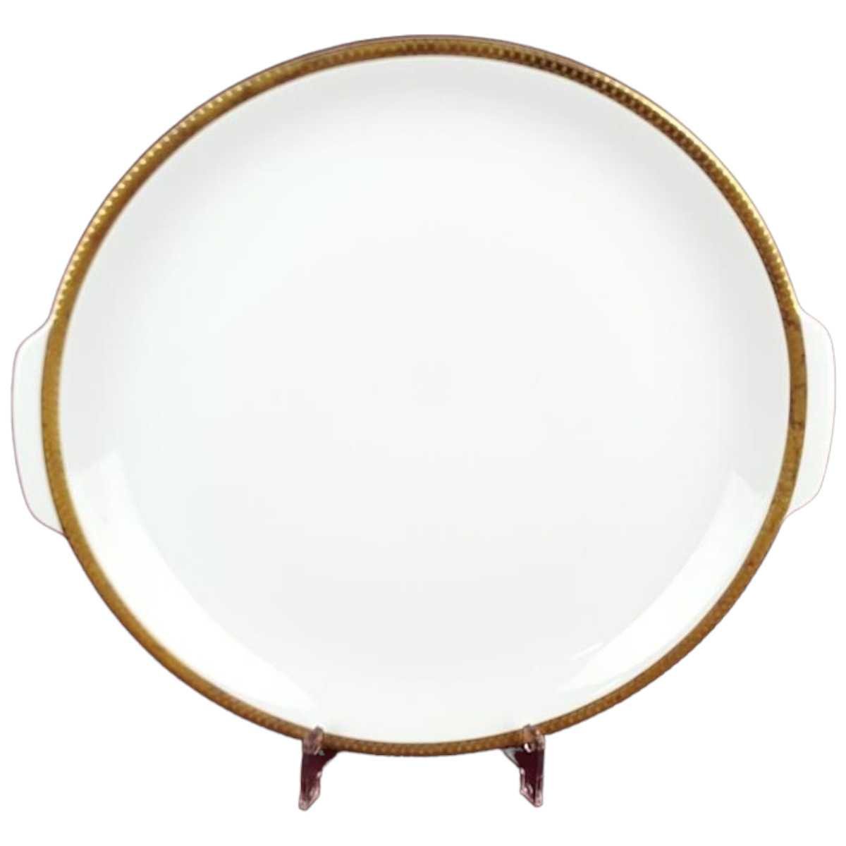Dessertteller Kuchenplatte mit Henkeln Goldrand Thomas Porzellan Unbekannte Formen Weiß gebraucht - gut