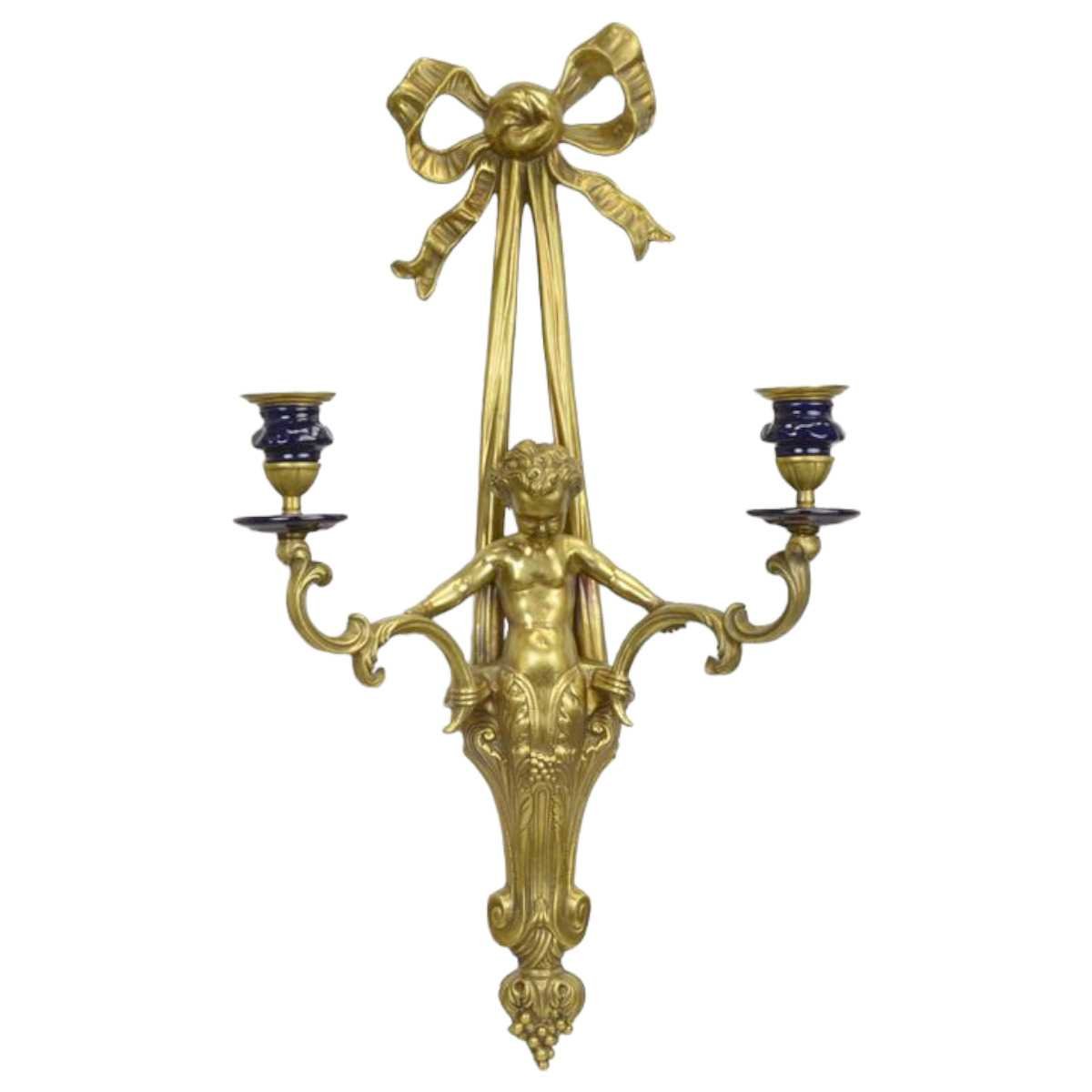 Wandleuchte Bronze/Porzellan 2-flammig