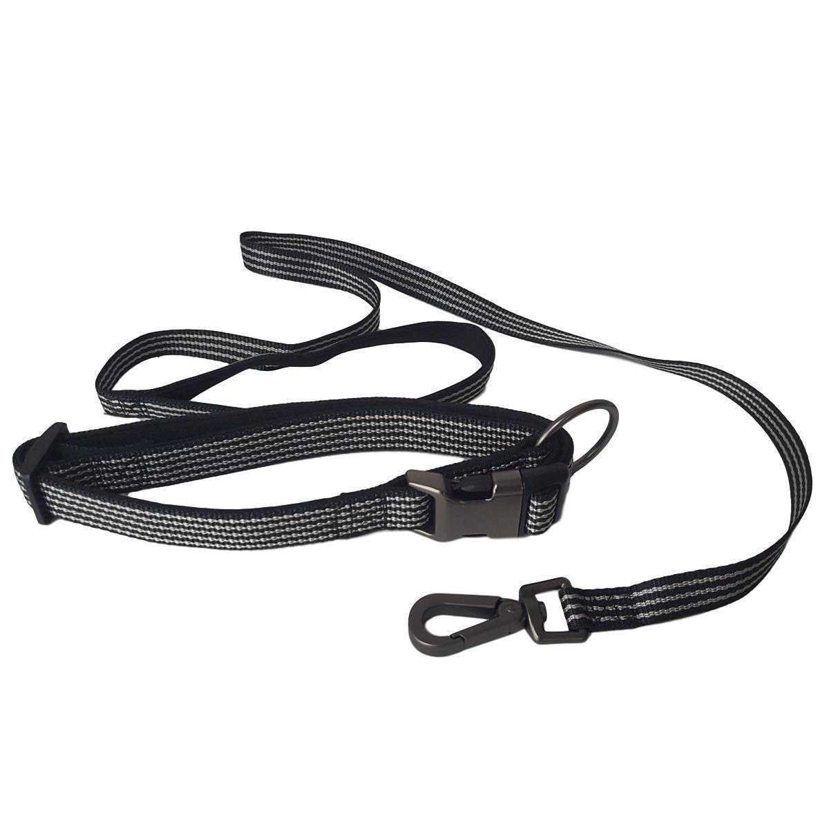 Hundeleine mit Hundehalsband Nylon Flamingo Jannu Schwarz 100 cmx25 mm 45-65