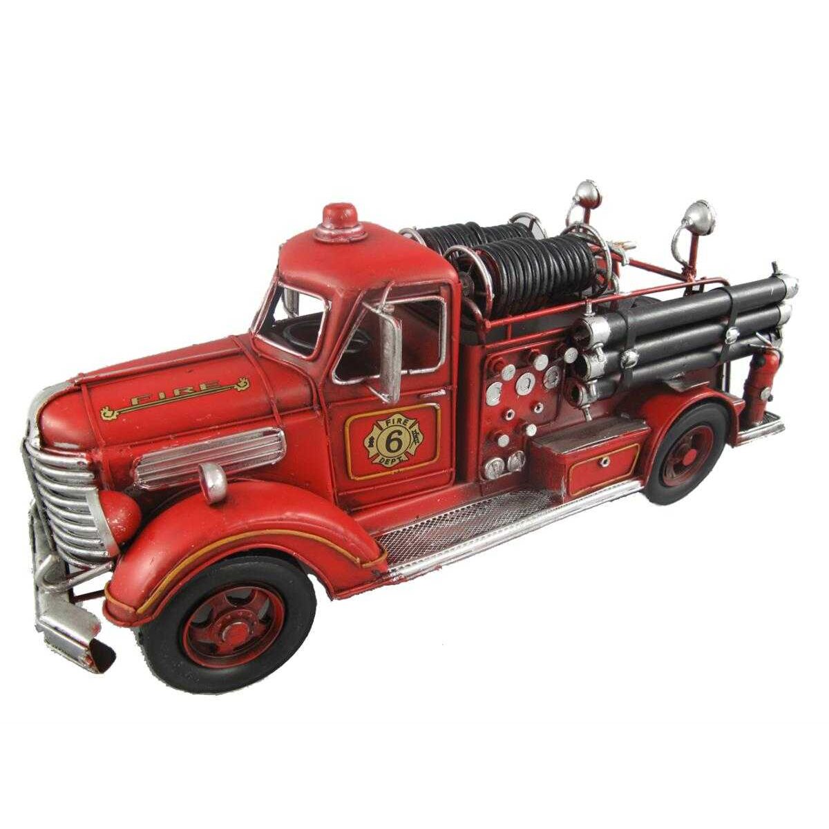 Figur Skulptur Blechmodell Blechauto Modellauto Nutzfarzeug Feuerwehrwagen