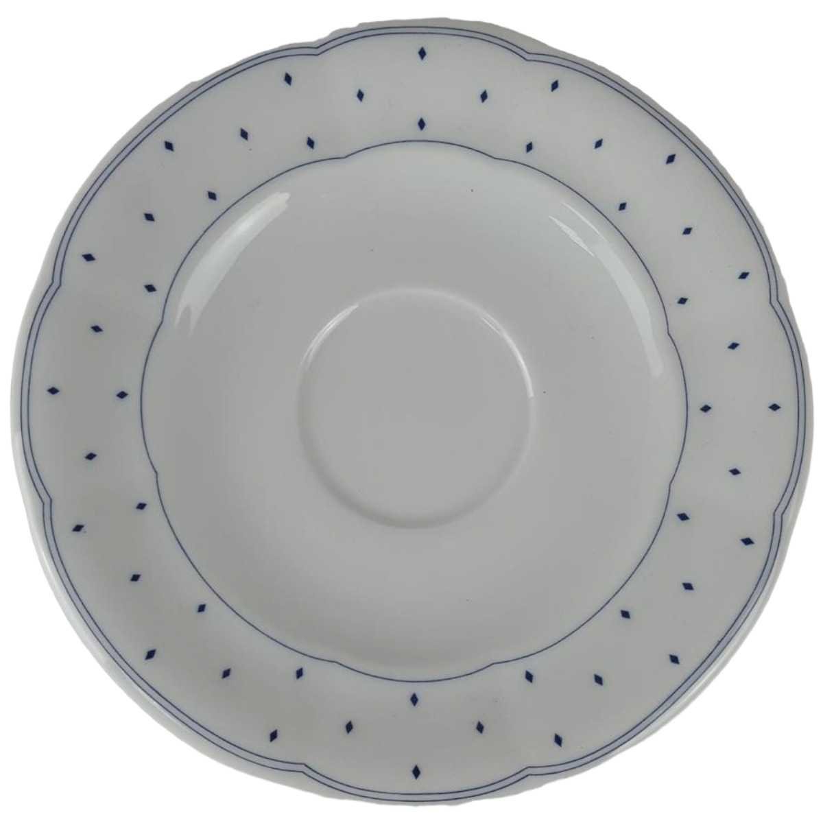 Untertasse für Kaffee 14,6 cm Marienbad Ingres Weiss Blaue Rauten gebraucht - sehr gut