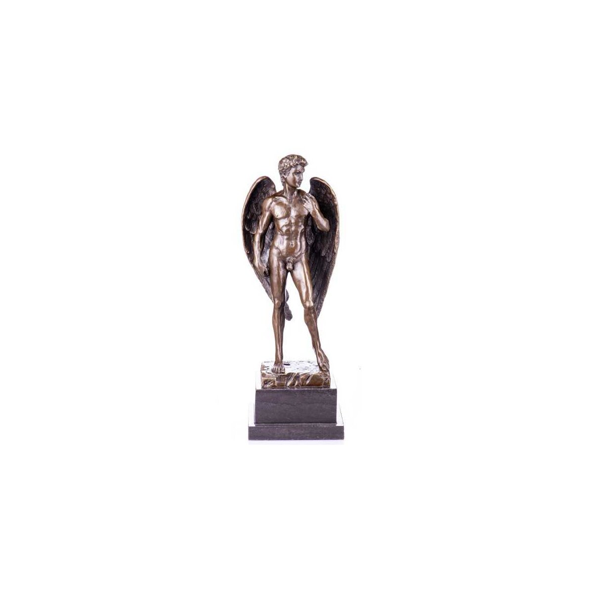 Bronze Skulptur Figur Bronzeskulptur Bronzefigur David mit Flügeln