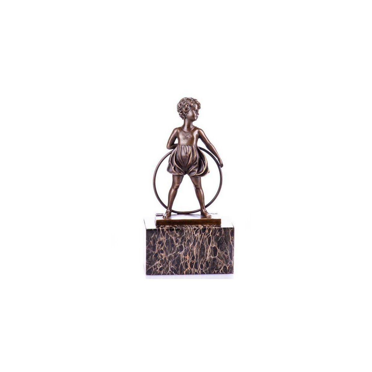 Bronzeskulptur Bronzefigur Mädchen mit Reif Hoop Girl Art-Deco-Stil