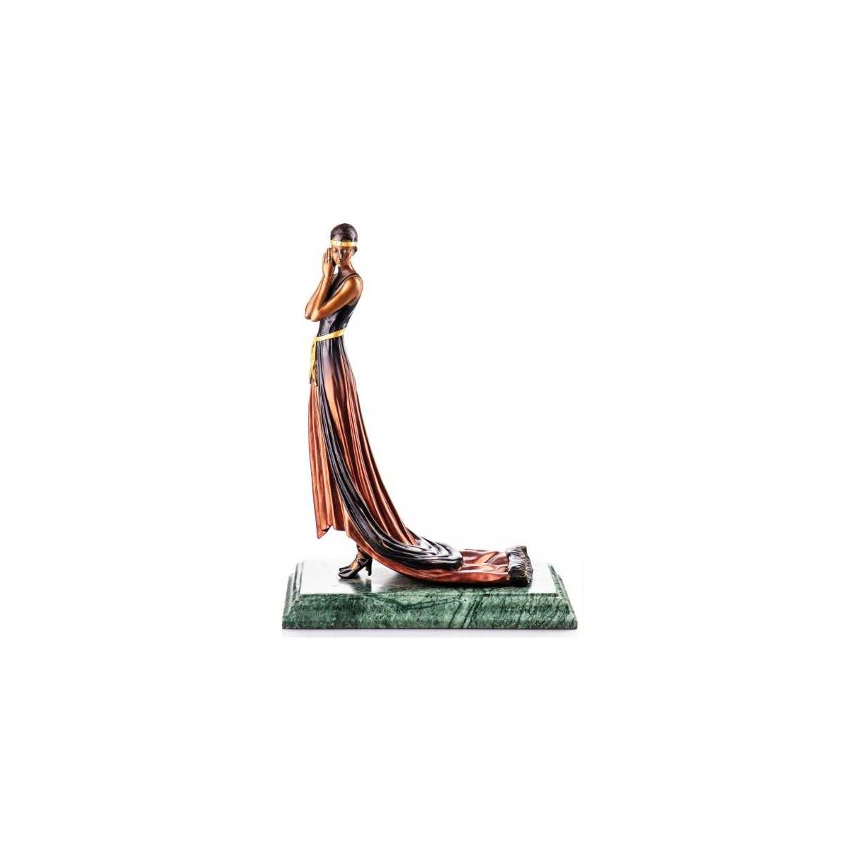 Bronze Skulptur Figur Bronzeskulptur Bronzefigur Frau mit Kleid Art-Deco-Stil