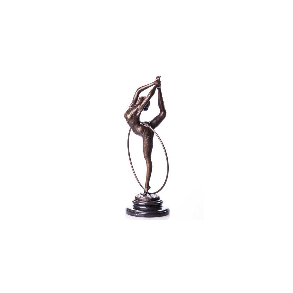 Bronzeskulptur Bronzefigur Gymnastin mit Ring