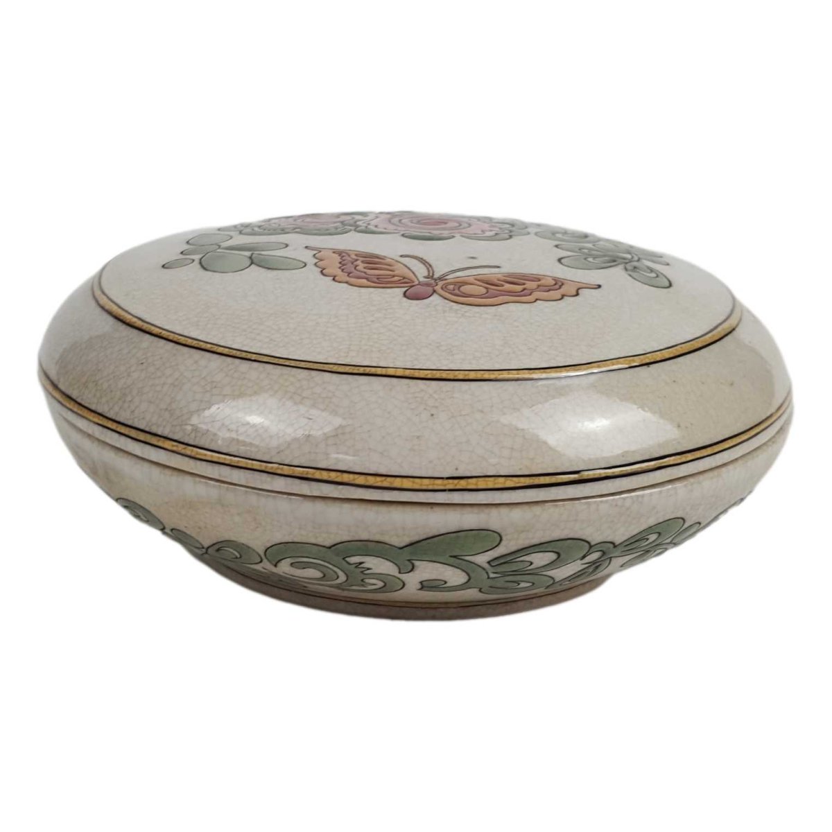 Dose Bunt Porzellan D 14 cm Jugend-Stil