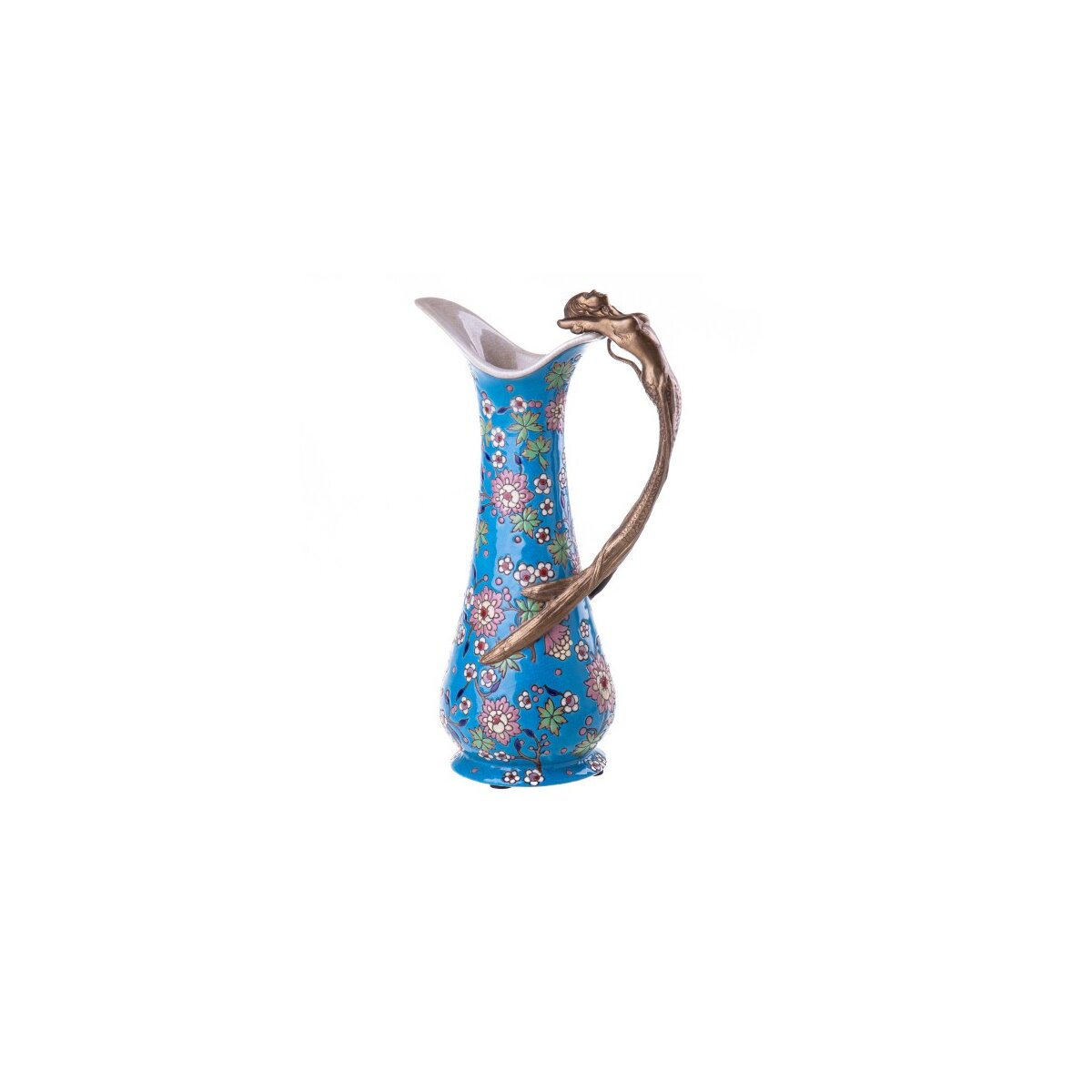 Porzellan/Messing Jugendstil Karaffe mit Nixe #63176