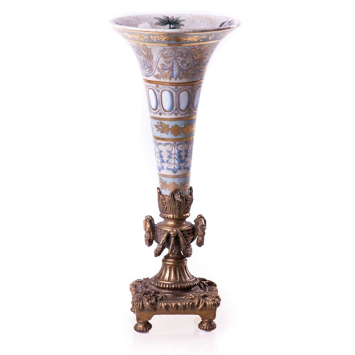 Kerzenleuchter Kerzenständer Kerzenhalter Vase Porzellan/Messing #63252