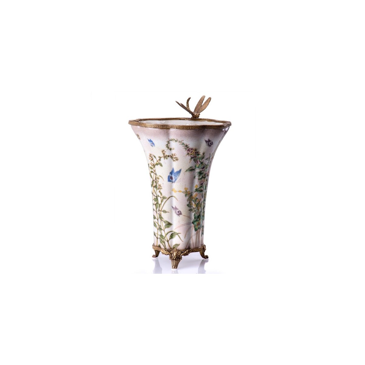 Porzellan/Messing Vase mit Libelle #63328
