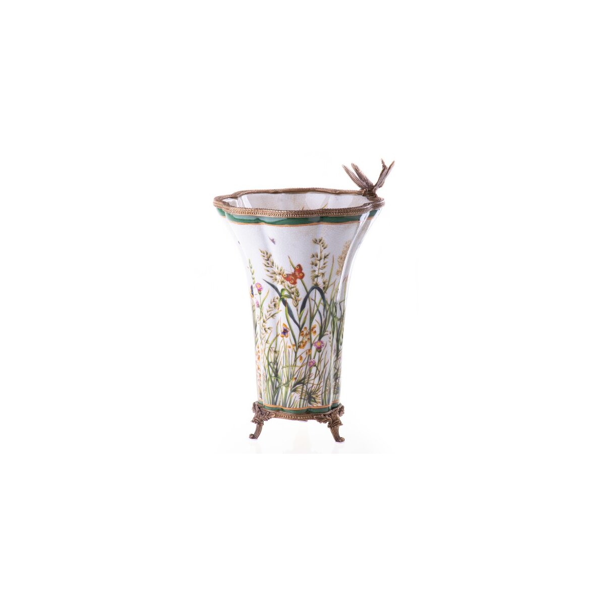 Porzellan/Messing Vase mit Libelle #63329