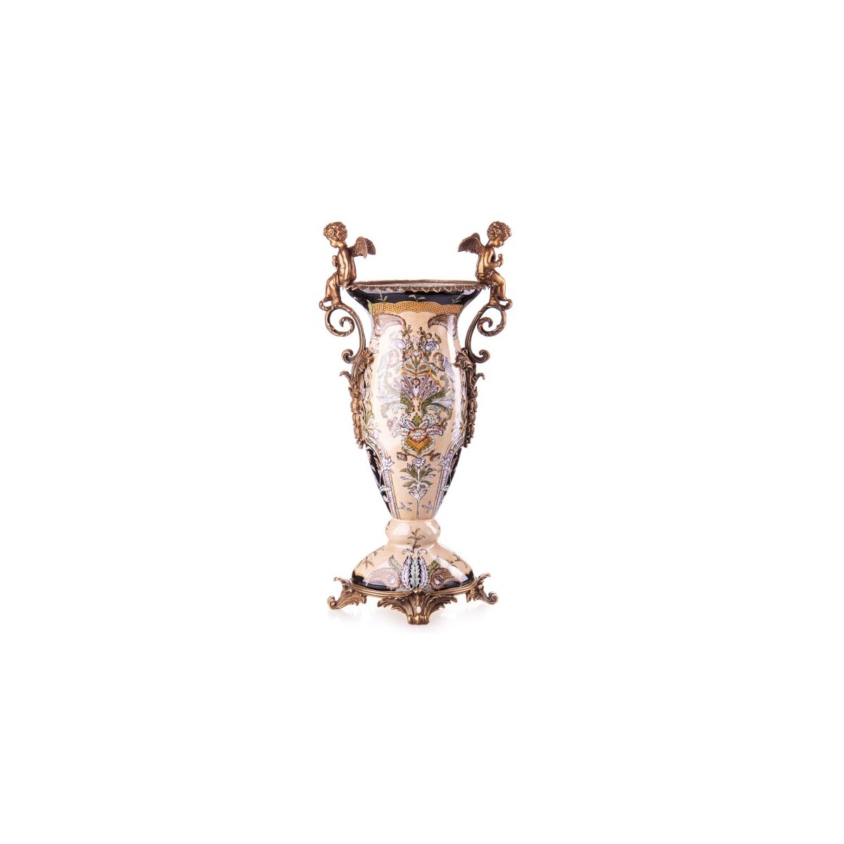 Porzellan/Messing Vase mit Engeln #63397