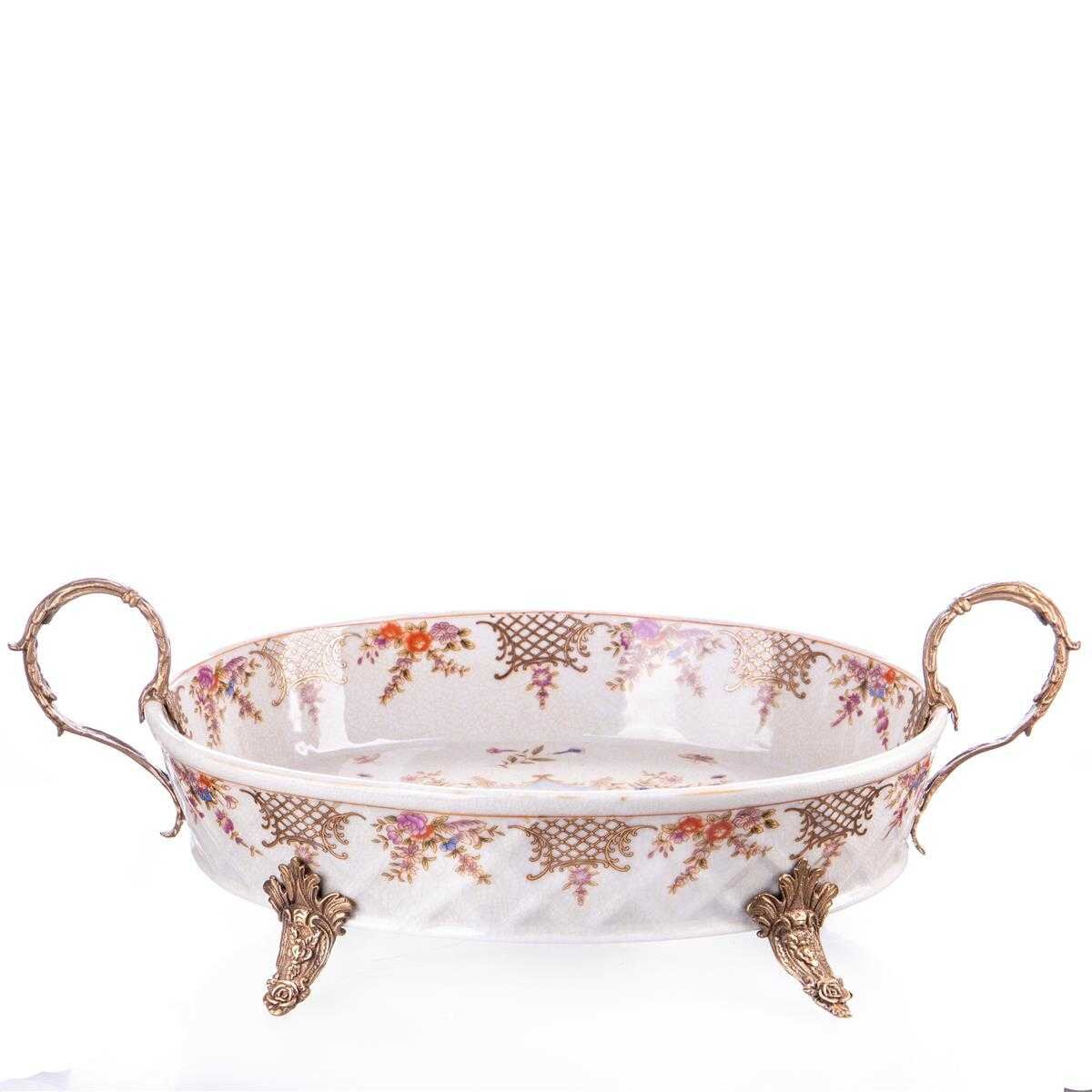 Porzellan/Messing Schale 13x40x24cm #63496
