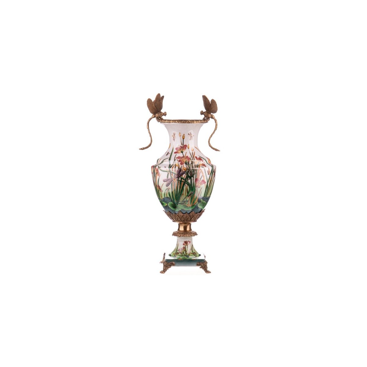 Porzellan/Messing Vase mit Libellen #63501