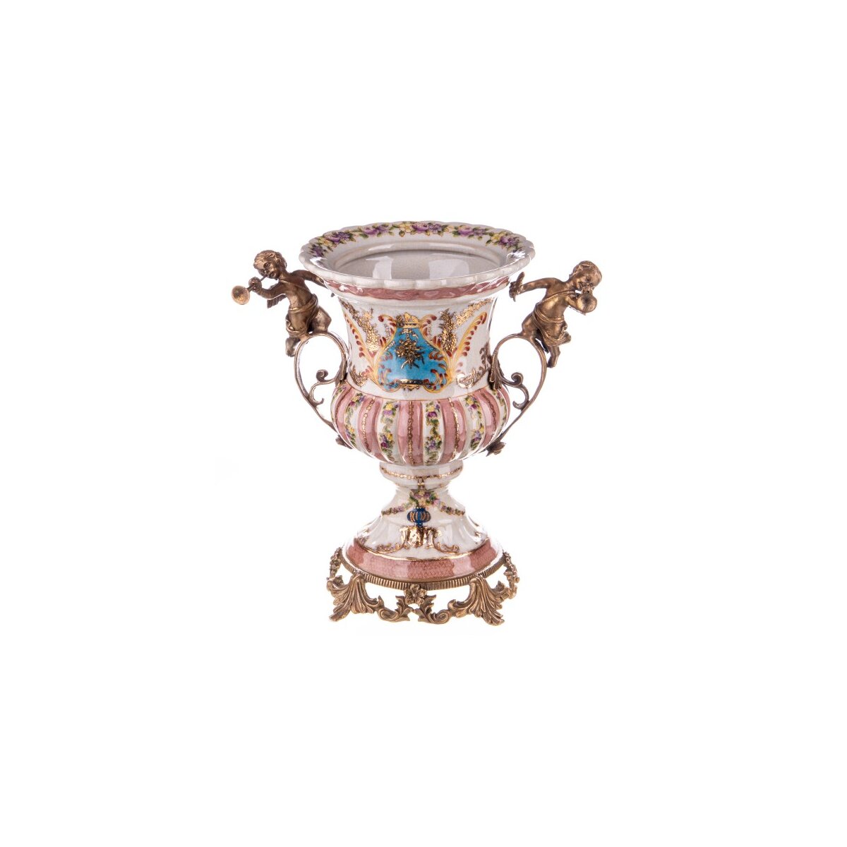 Porzellan/Messing Vase mit Engeln #63502