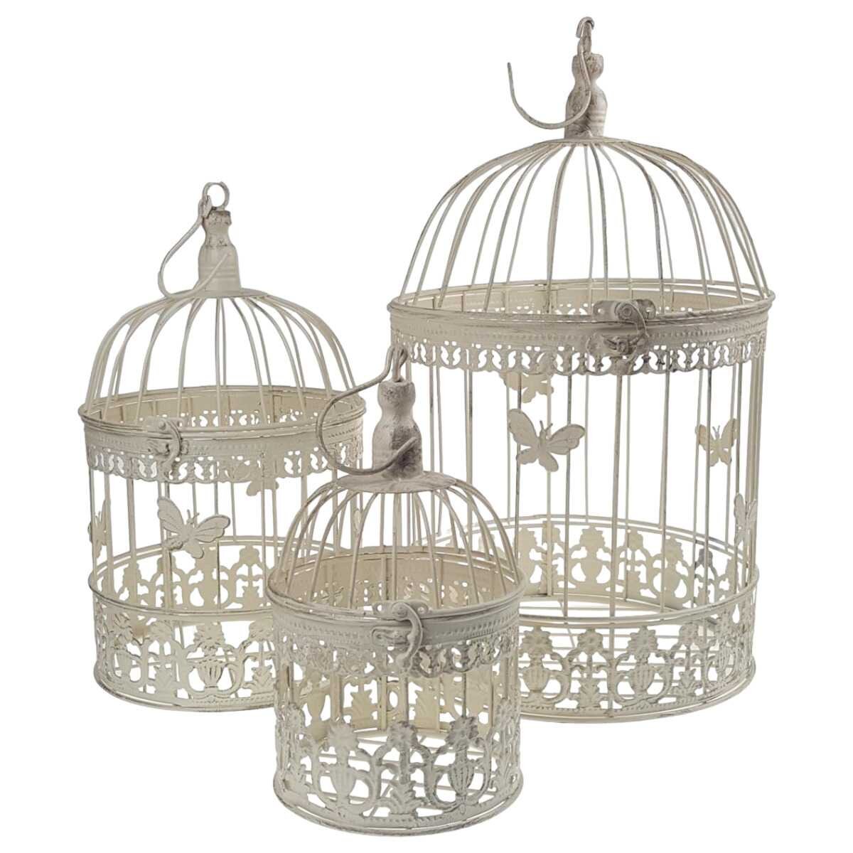 3er Set Vogelkäfig Blumen Pflanz Deko Käfig mittelgroß